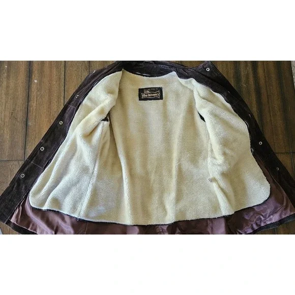 Montgomery Ward suede Heavy leather Sherpa Lined‎ Coat Vintage - Picture 7 of 14